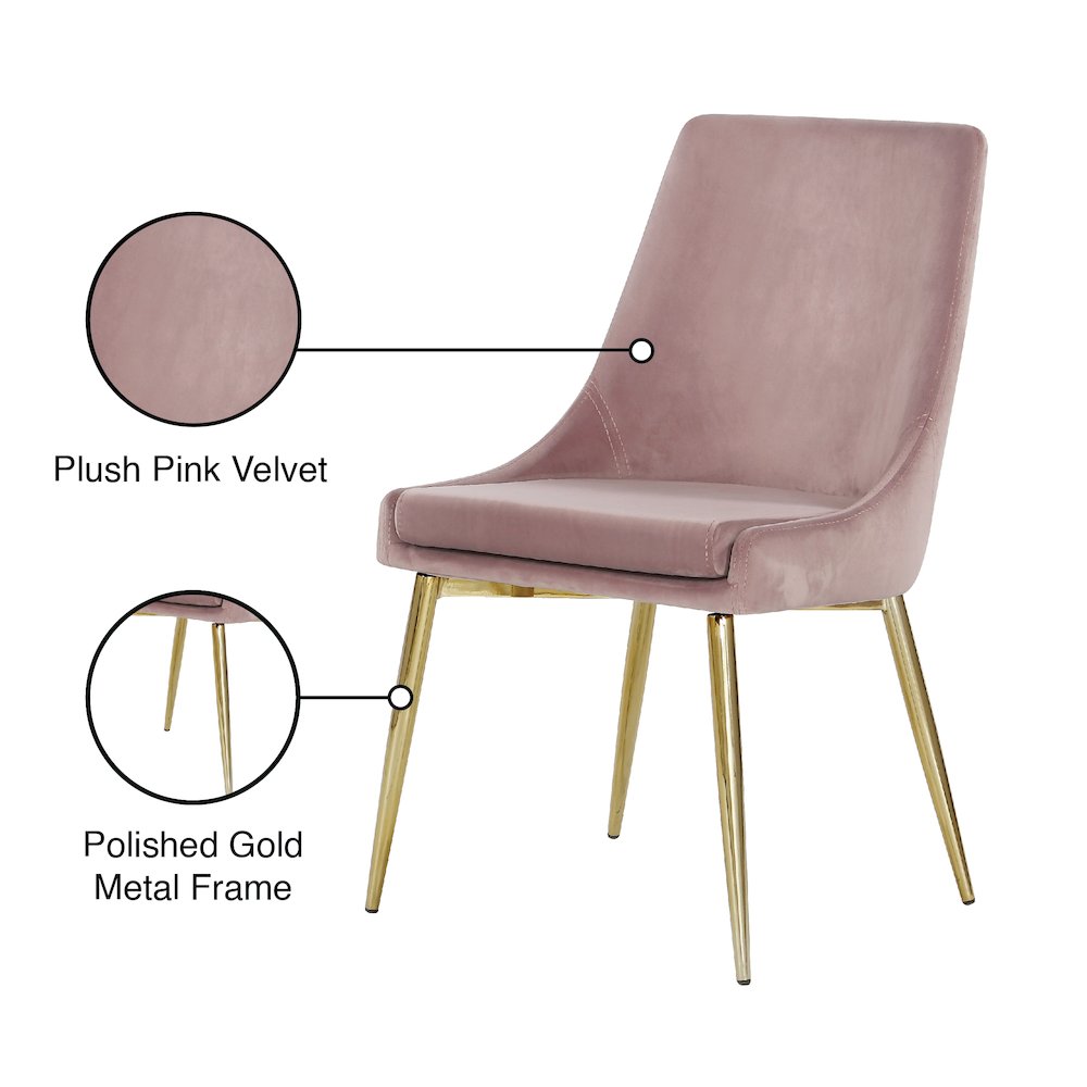 Karina Pink Velvet Dining Chair, Set of 2. Picture 5