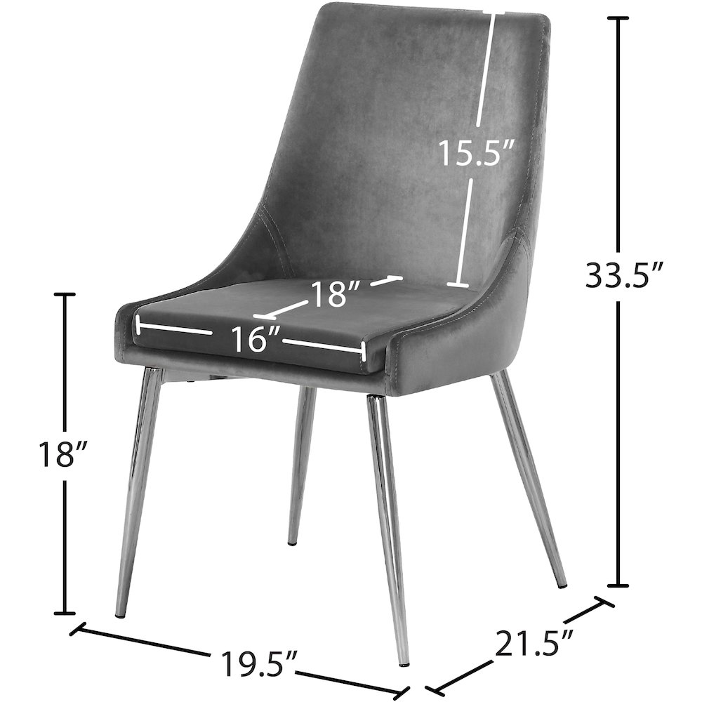 Karina Grey Velvet Dining Chair, Set of 2. Picture 4