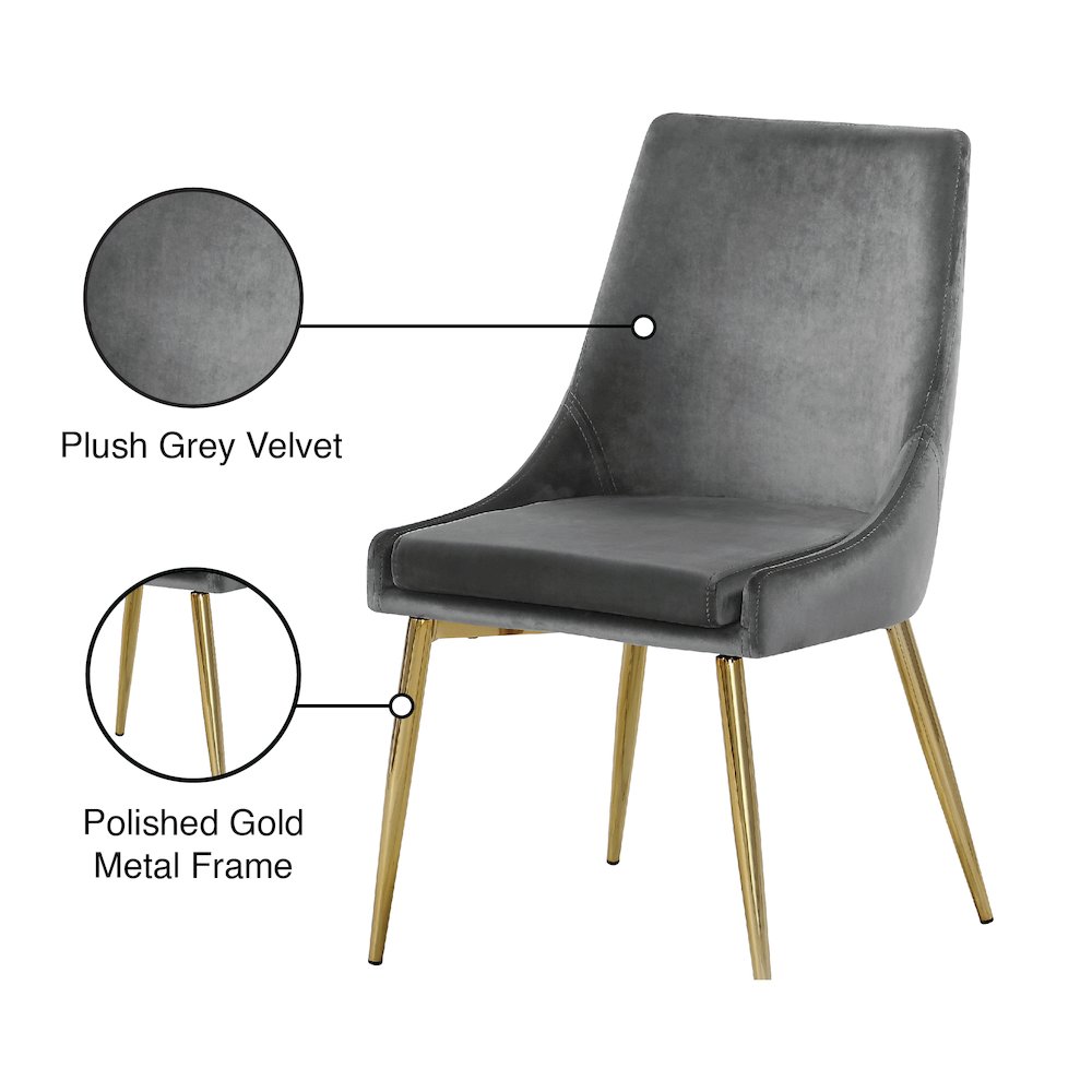 Karina Grey Velvet Dining Chair, Set of 2. Picture 5