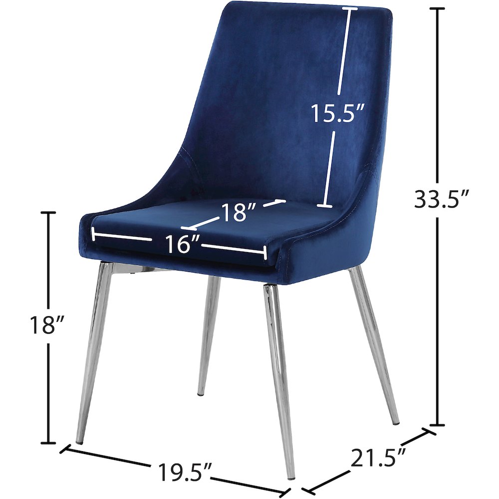 Karina Navy Velvet Dining Chair, Set of 2. Picture 4