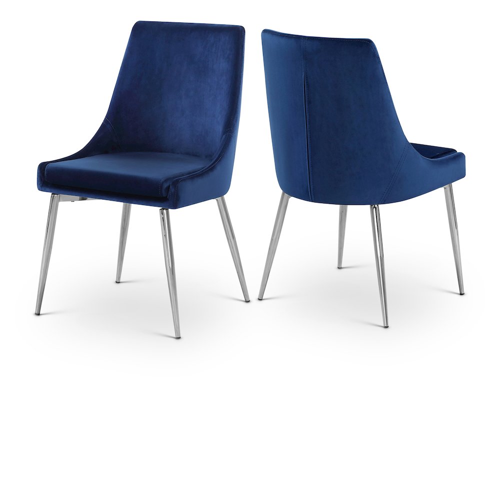 Karina Navy Velvet Dining Chair, Set of 2. Picture 1