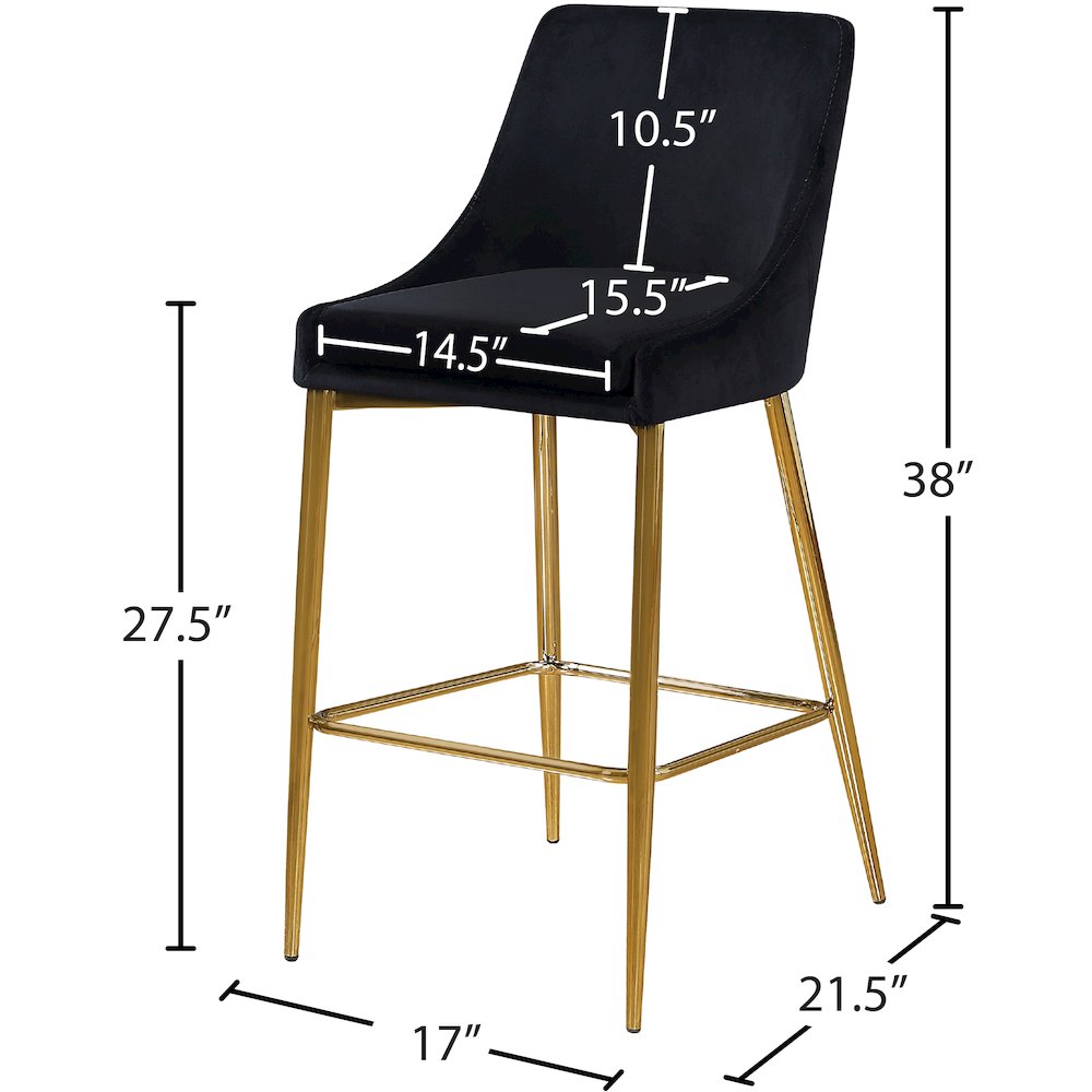 Karina Black Velvet Stool, Set of 2. Picture 4