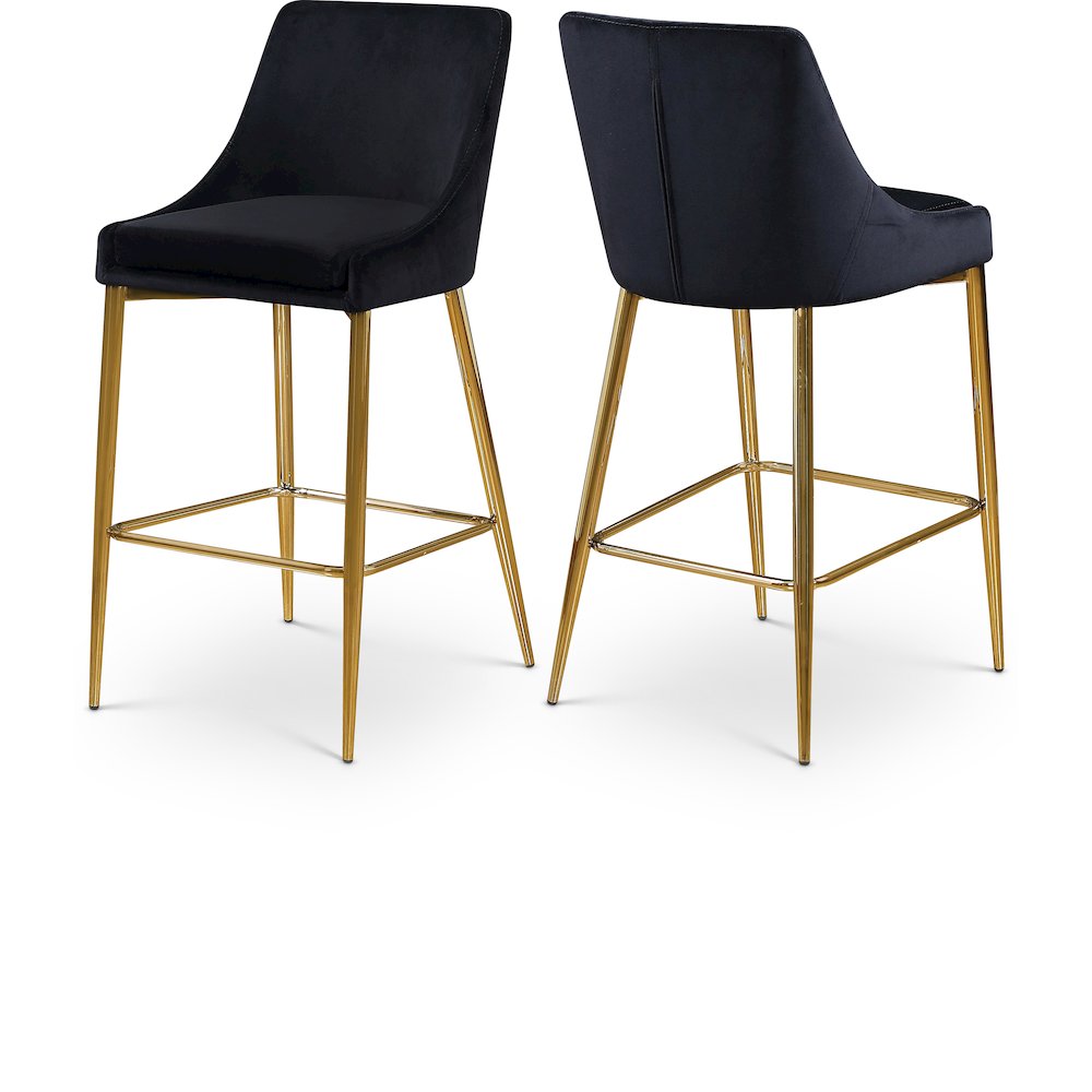 Karina Black Velvet Stool, Set of 2. Picture 1