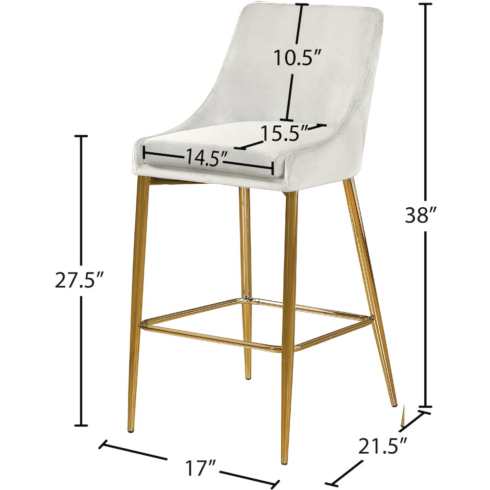 Karina Cream Velvet Stool, Set of 2. Picture 4