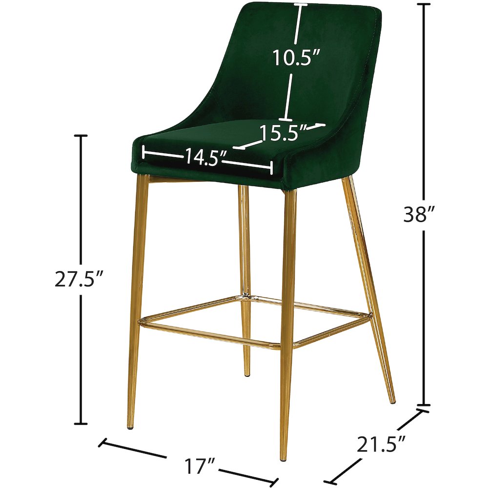 Karina Green Velvet Stool, Set of 2. Picture 4