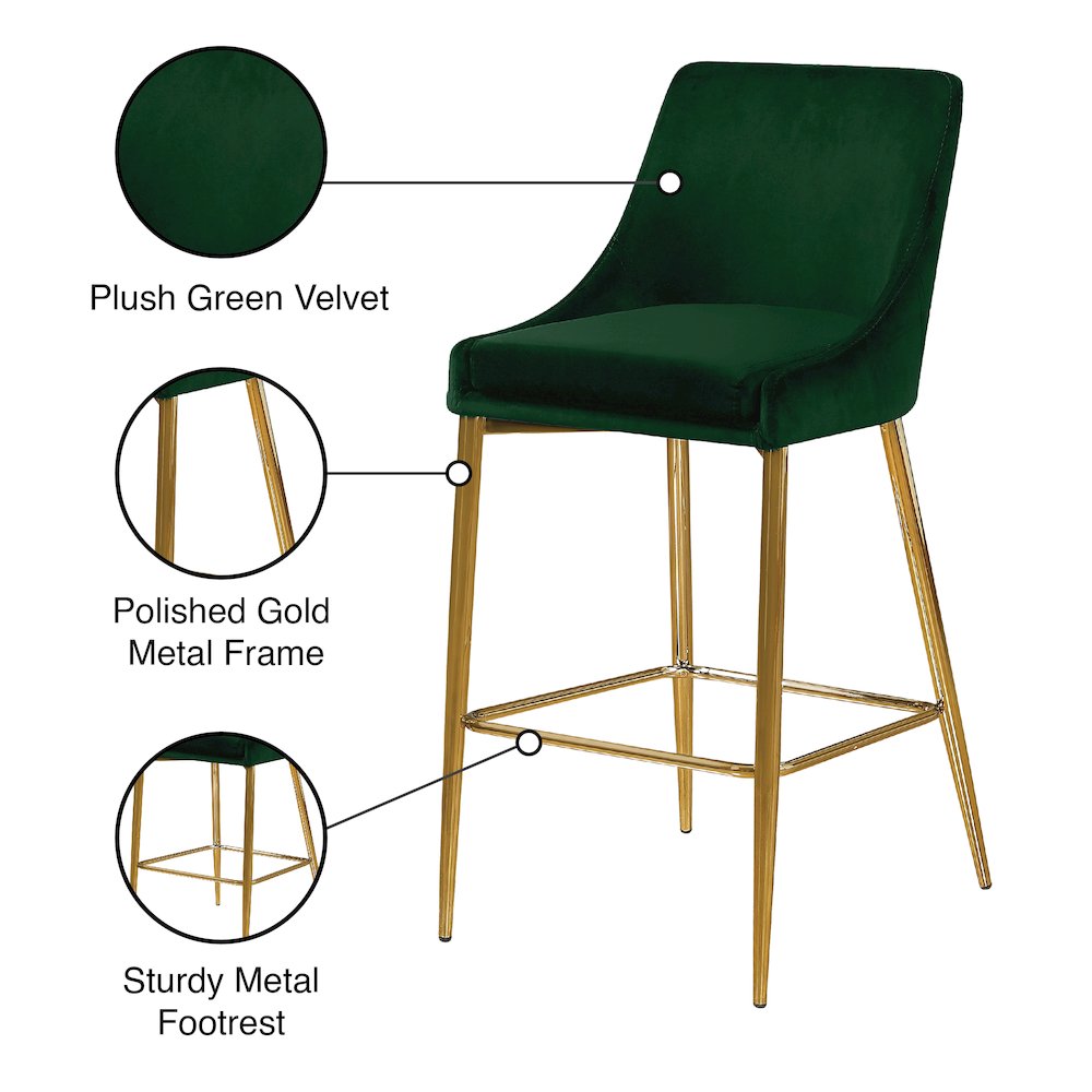 Karina Green Velvet Stool, Set of 2. Picture 5