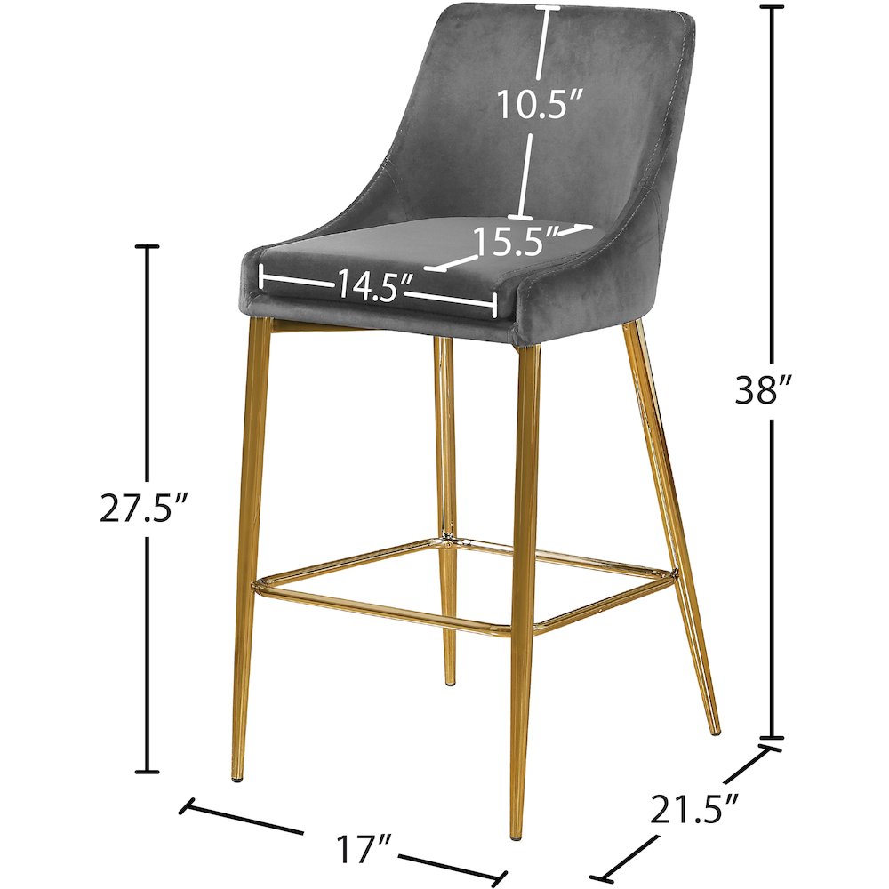 Karina Grey Velvet Stool, Set of 2. Picture 4