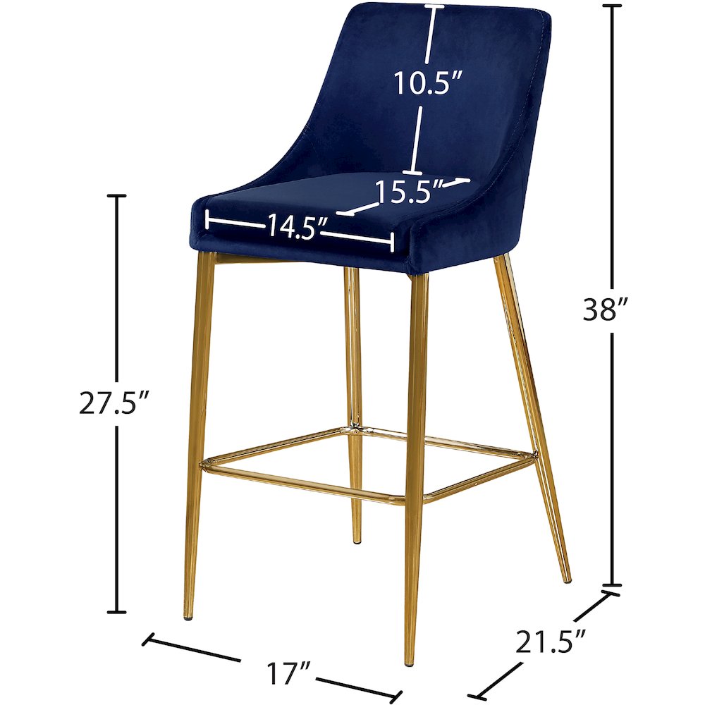 Karina Navy Velvet Stool, Set of 2. Picture 4