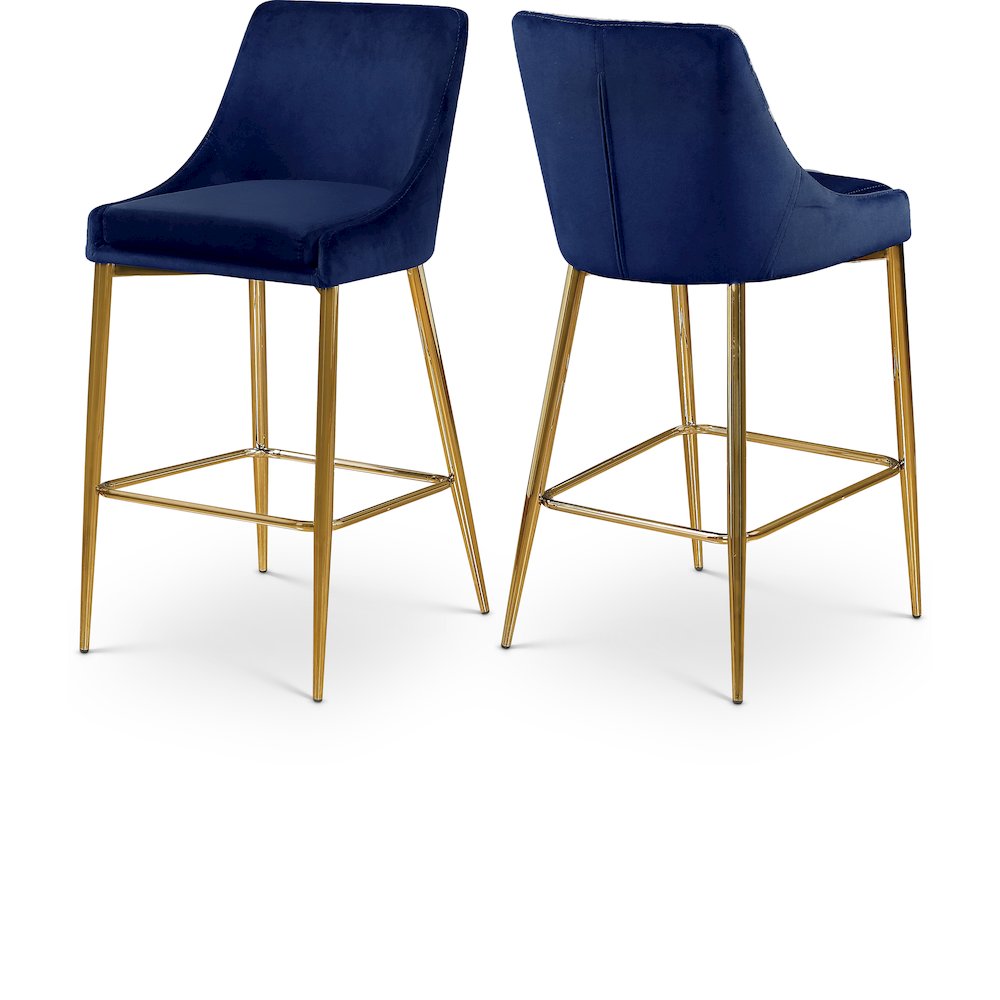 Karina Navy Velvet Stool, Set of 2. Picture 1