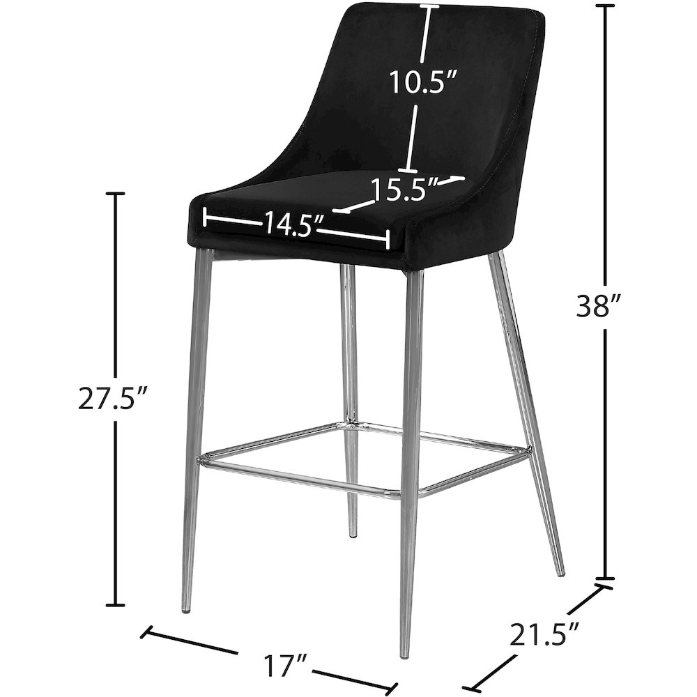 Karina Black Velvet Stool, Set of 2. Picture 4