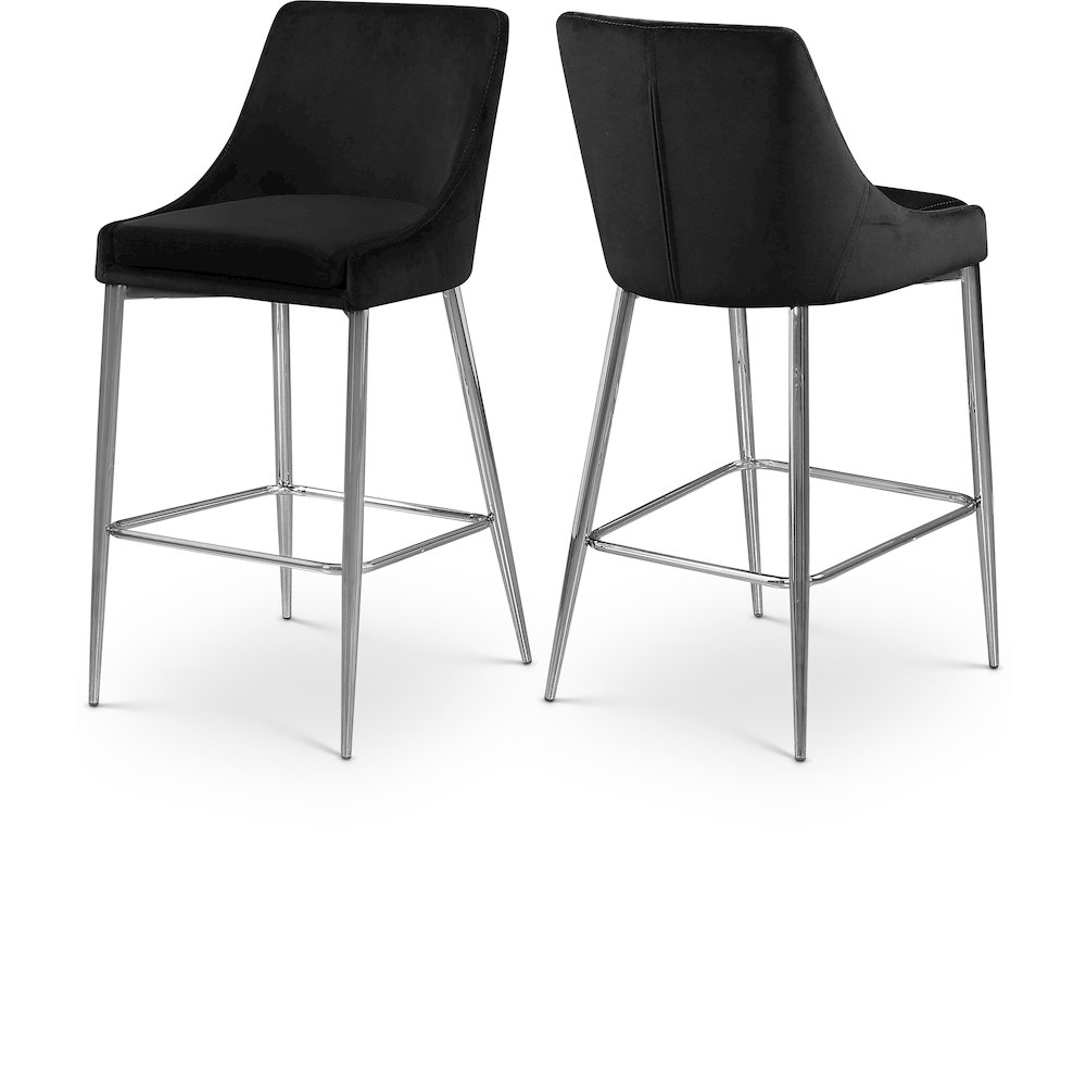 Karina Black Velvet Stool, Set of 2. Picture 1