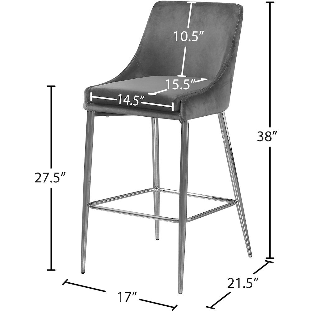 Karina Grey Velvet Stool, Set of 2. Picture 4