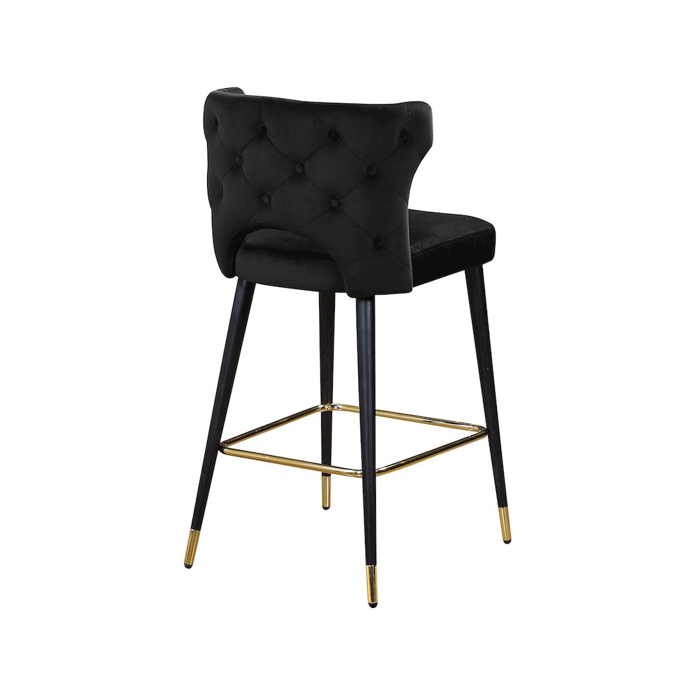 Kelly Black Velvet Stool, Set of 2. Picture 2