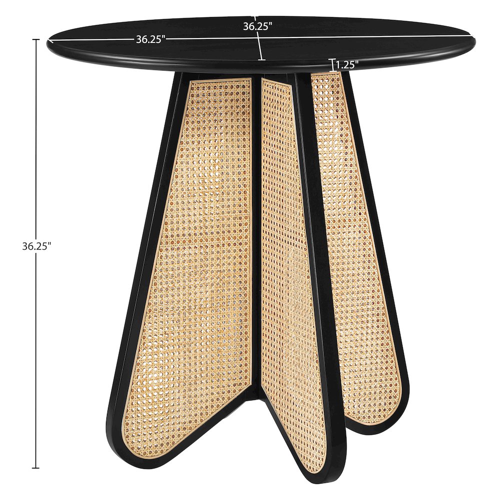 Butterfly 36" Black / Natural Solid Wood And Natural Cane Counter Height Table. Picture 8