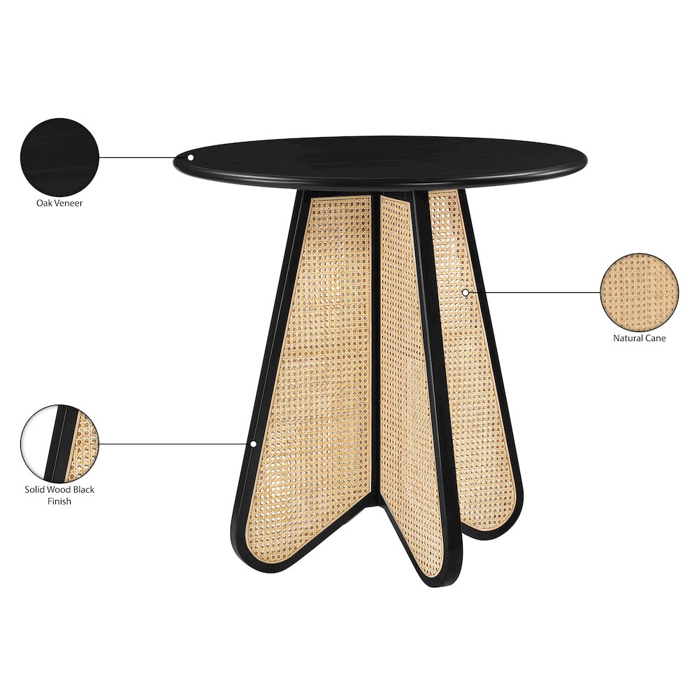 Butterfly 36" Black / Natural Solid Wood And Natural Cane Counter Height Table. Picture 9