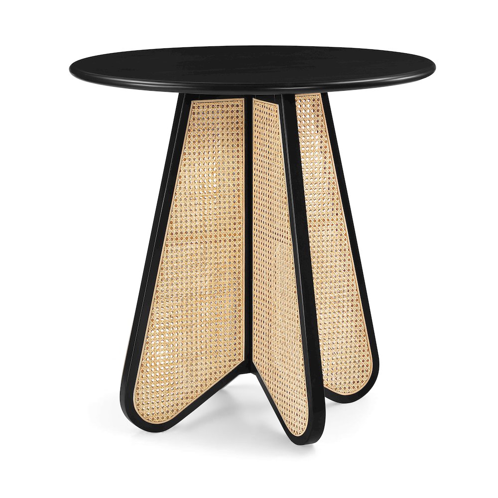 Butterfly 36" Black / Natural Solid Wood And Natural Cane Counter Height Table. Picture 1