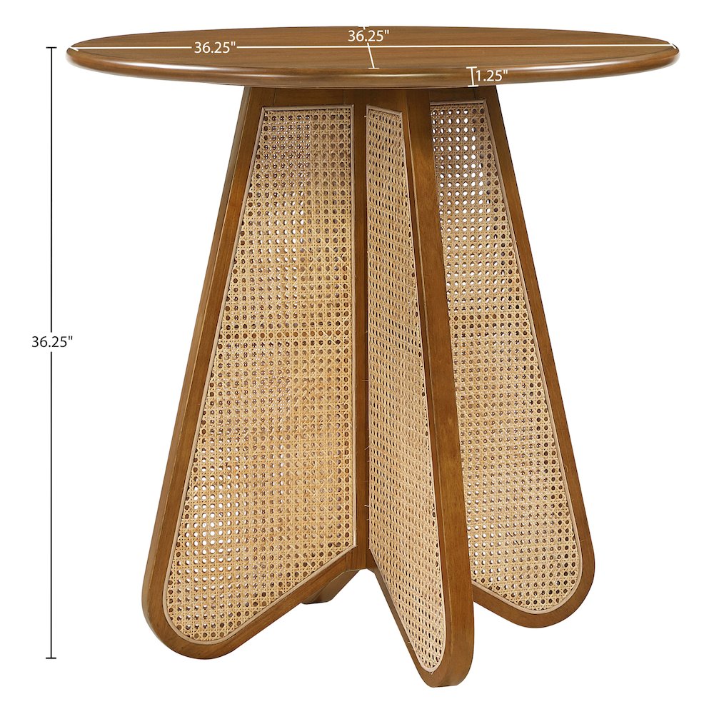 Butterfly 36" Brown / Natural Solid Wood And Natural Cane Counter Height Table. Picture 8