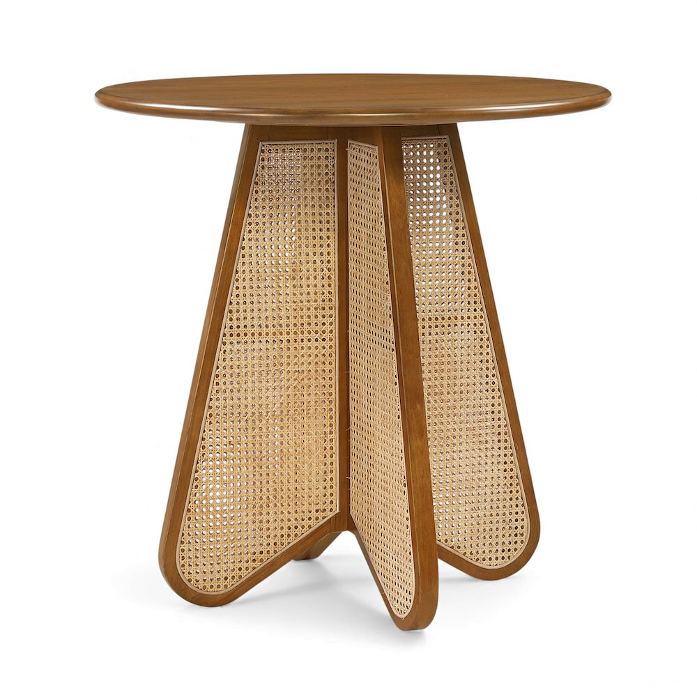 Butterfly 36" Brown / Natural Solid Wood And Natural Cane Counter Height Table. Picture 1