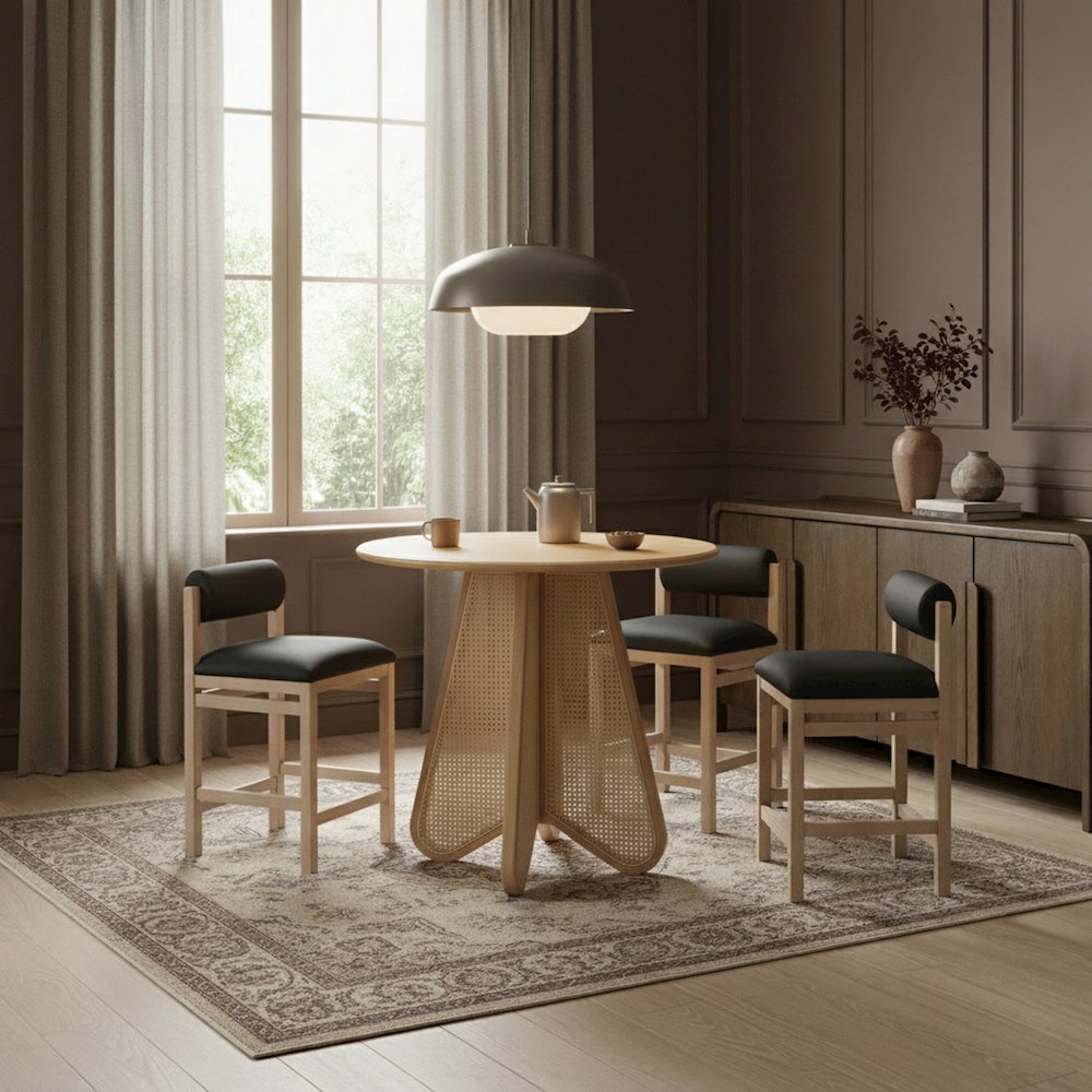 Butterfly 36" Natural Solid Wood And Natural Cane Counter Height Table. Picture 2