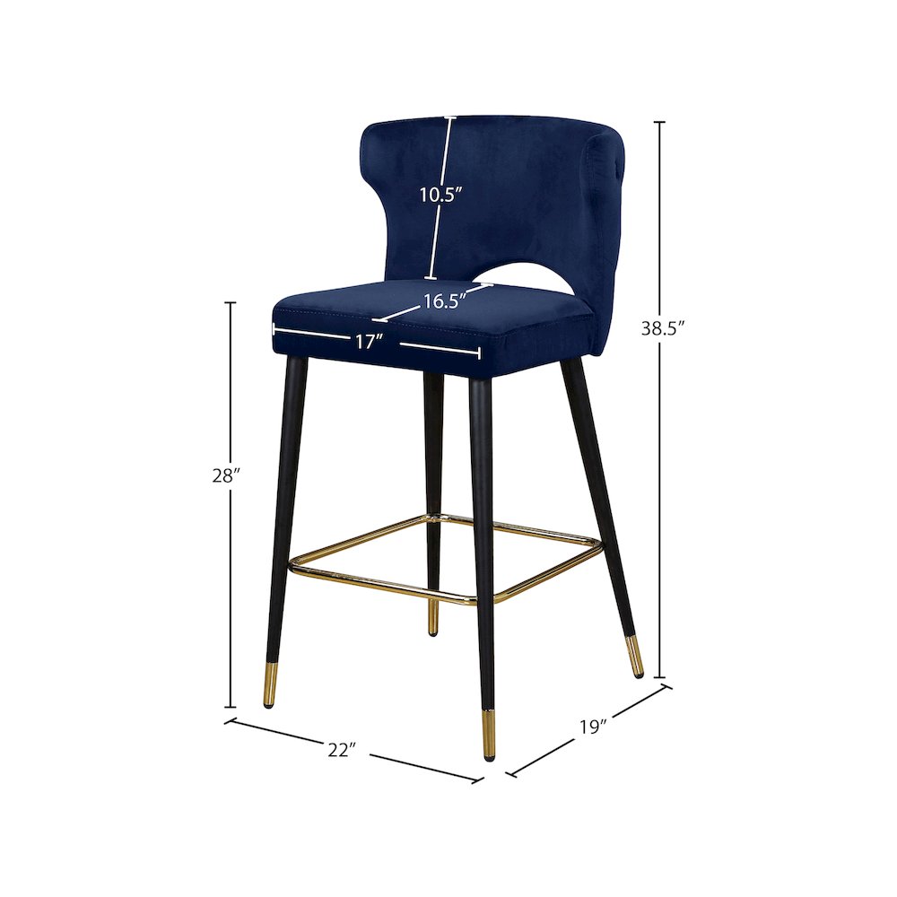 Kelly Navy Velvet Stool, Set of 2. Picture 4