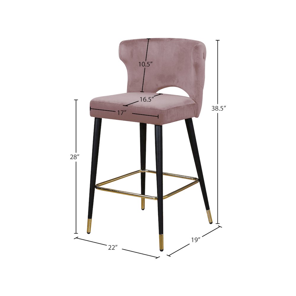 Kelly Pink Velvet Stool, Set of 2. Picture 4