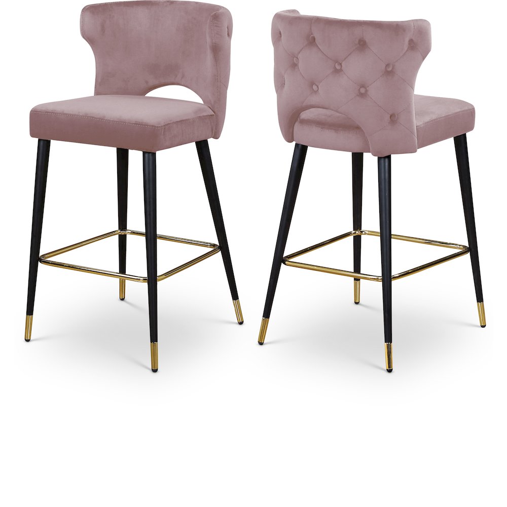 Kelly Pink Velvet Stool, Set of 2. Picture 1