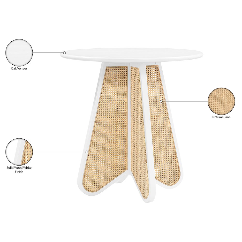 Butterfly 36" White / Natural Solid Wood And Natural Cane Counter Height Table. Picture 9