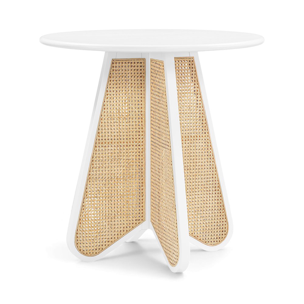 Butterfly 36" White / Natural Solid Wood And Natural Cane Counter Height Table. Picture 1