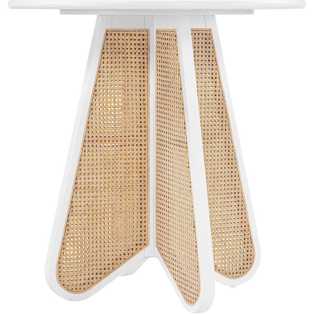 Butterfly 36" White / Natural Solid Wood And Natural Cane Counter Height Table. Picture 4