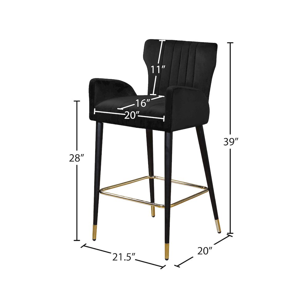 Luxe Black Velvet Stool, Set of 2. Picture 4