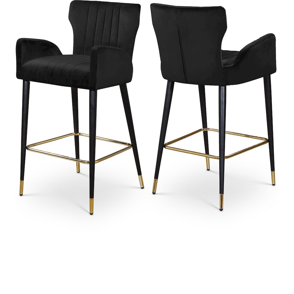 Luxe Black Velvet Stool, Set of 2. Picture 1
