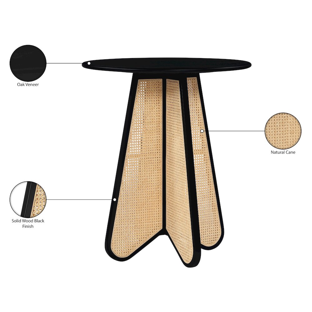 Butterfly 36" Black / Natural Solid Wood And Natural Cane Bar Height Table. Picture 9
