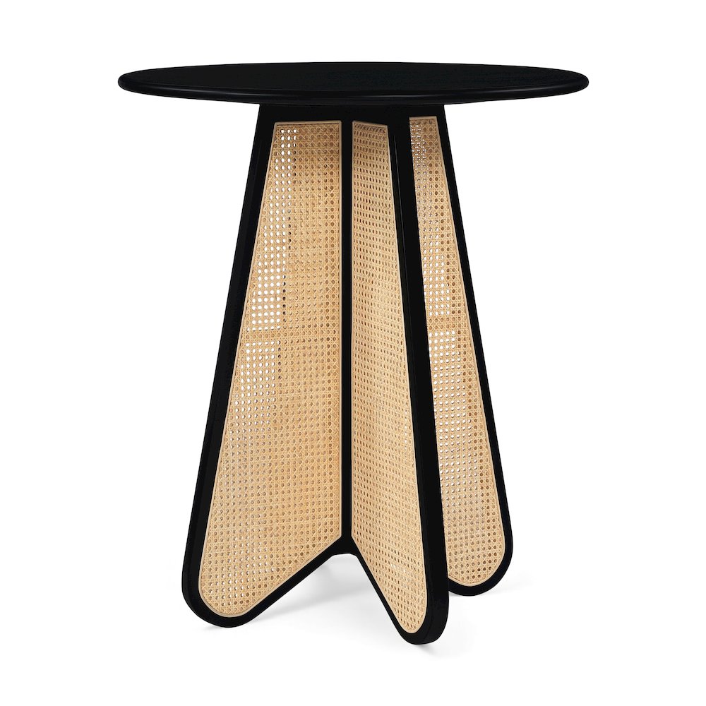 Butterfly 36" Black / Natural Solid Wood And Natural Cane Bar Height Table. Picture 1