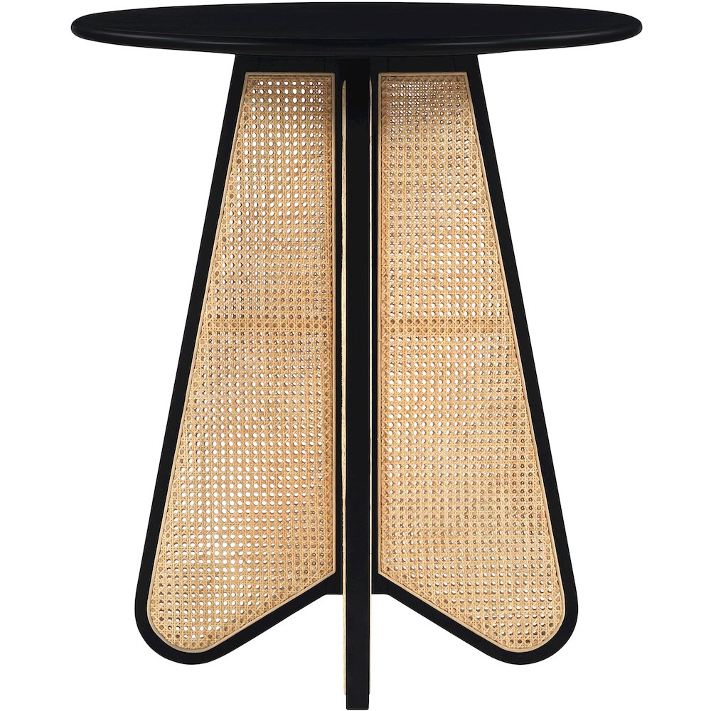 Butterfly 36" Black / Natural Solid Wood And Natural Cane Bar Height Table. Picture 3
