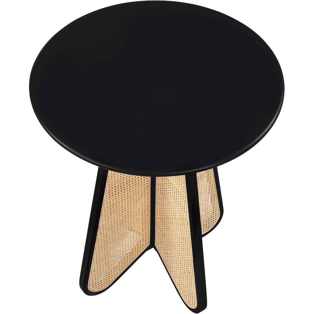 Butterfly 36" Black / Natural Solid Wood And Natural Cane Bar Height Table. Picture 5