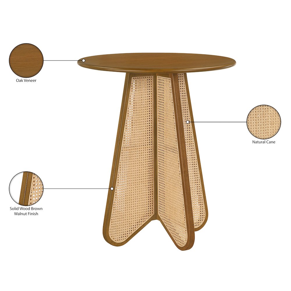 Butterfly 36" Brown / Natural Solid Wood And Natural Cane Bar Height Table. Picture 9
