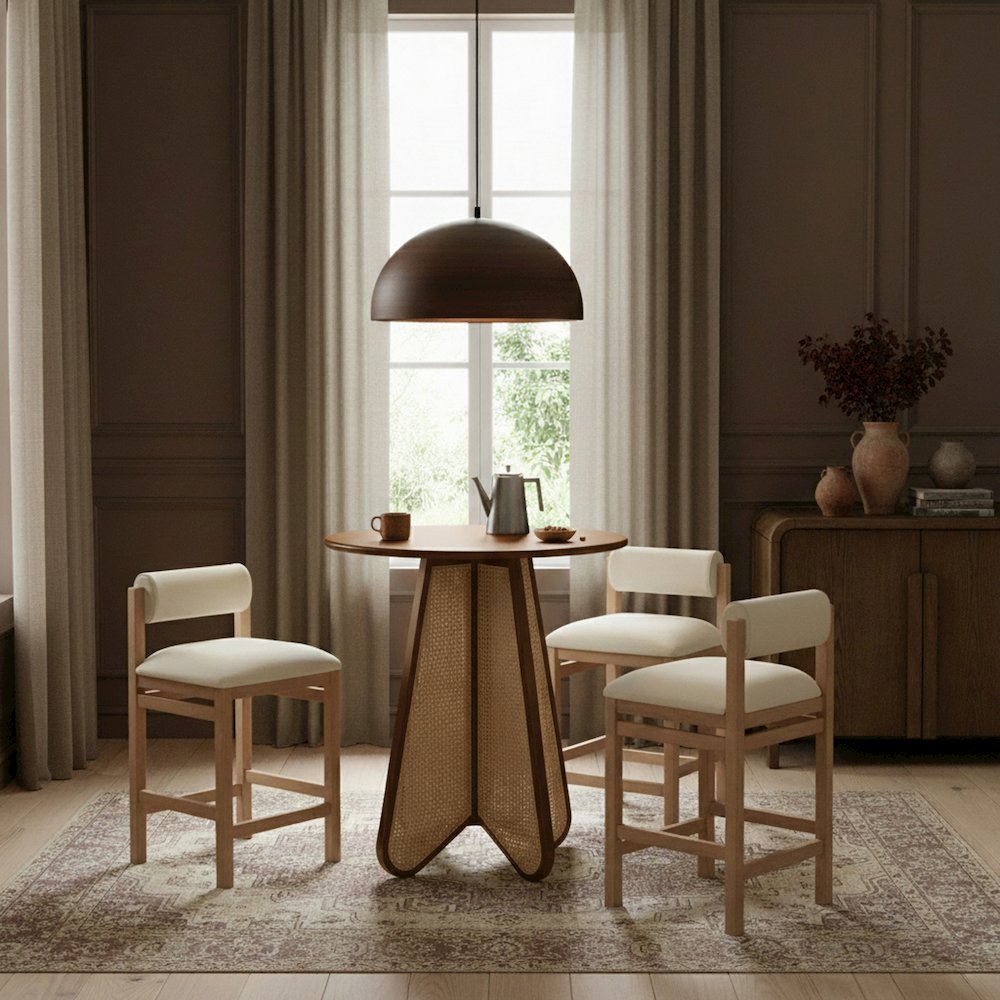 Butterfly 36" Brown / Natural Solid Wood And Natural Cane Bar Height Table. Picture 2