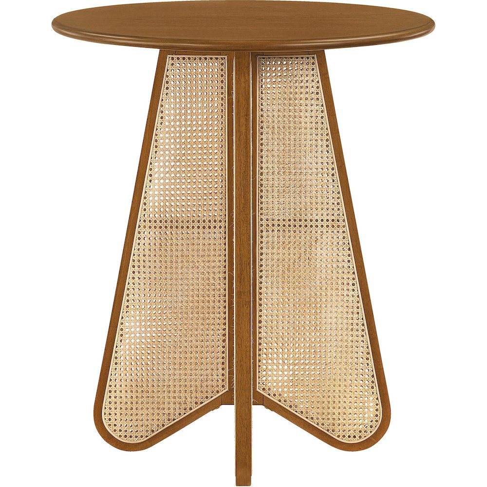 Butterfly 36" Brown / Natural Solid Wood And Natural Cane Bar Height Table. Picture 3