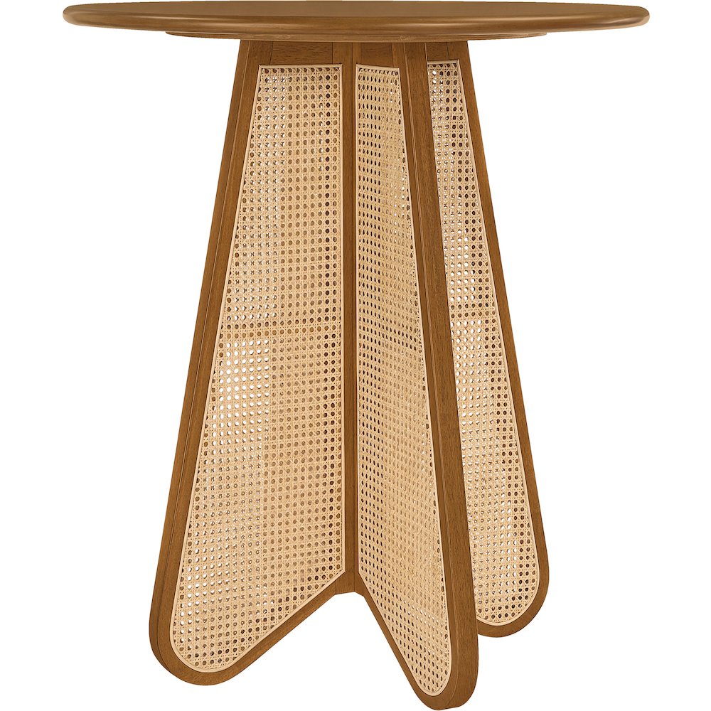 Butterfly 36" Brown / Natural Solid Wood And Natural Cane Bar Height Table. Picture 4