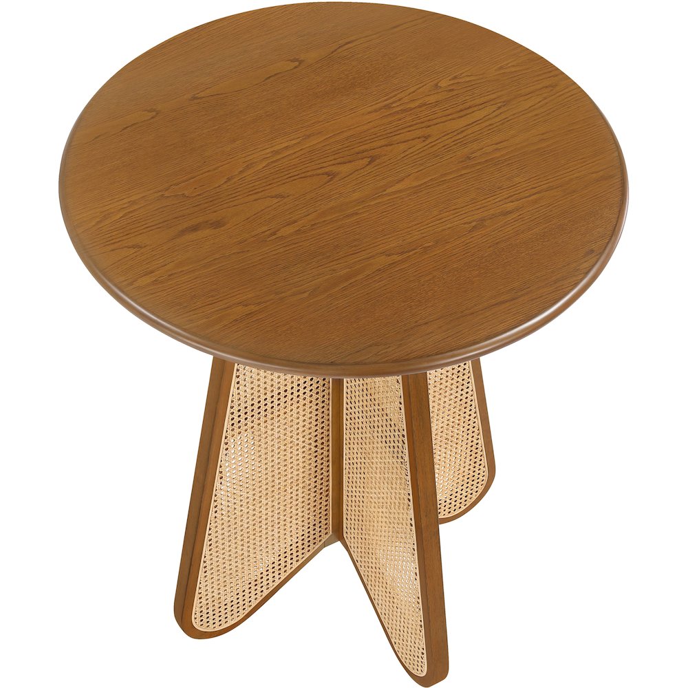 Butterfly 36" Brown / Natural Solid Wood And Natural Cane Bar Height Table. Picture 5