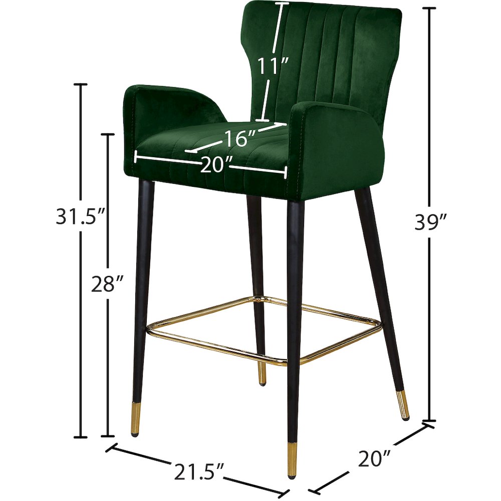 Luxe Green Velvet Stool, Set of 2. Picture 4