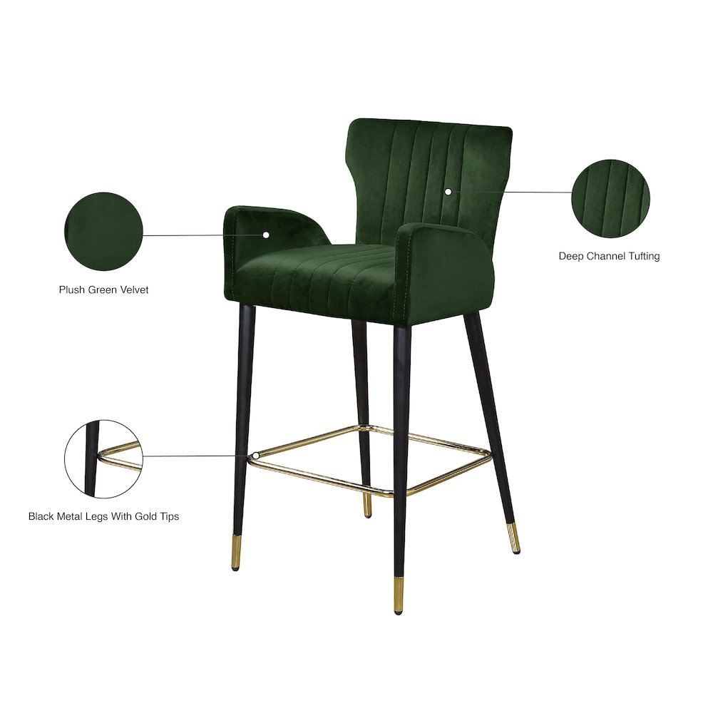 Luxe Green Velvet Stool, Set of 2. Picture 5