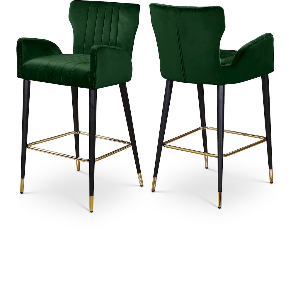 Luxe Green Velvet Stool, Set of 2. Picture 1