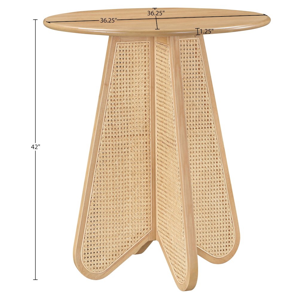 Butterfly 36" Natural Solid Wood And Natural Cane Bar Height Table. Picture 8
