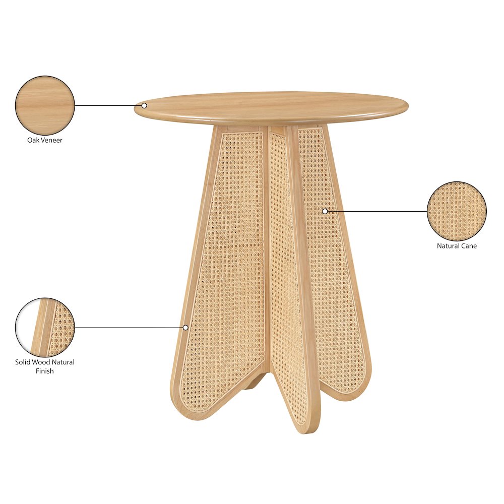 Butterfly 36" Natural Solid Wood And Natural Cane Bar Height Table. Picture 9