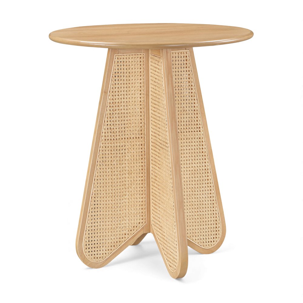Butterfly 36" Natural Solid Wood And Natural Cane Bar Height Table. Picture 1