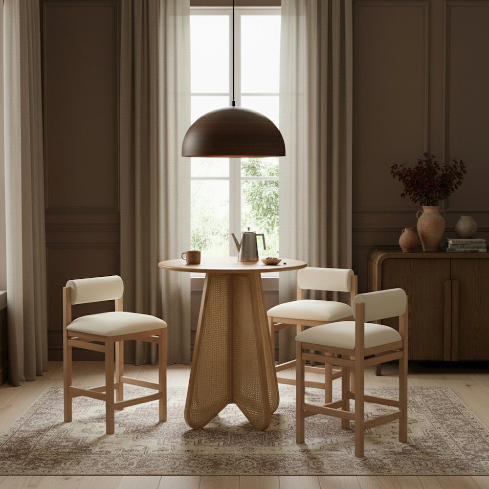 Butterfly 36" Natural Solid Wood And Natural Cane Bar Height Table. Picture 2