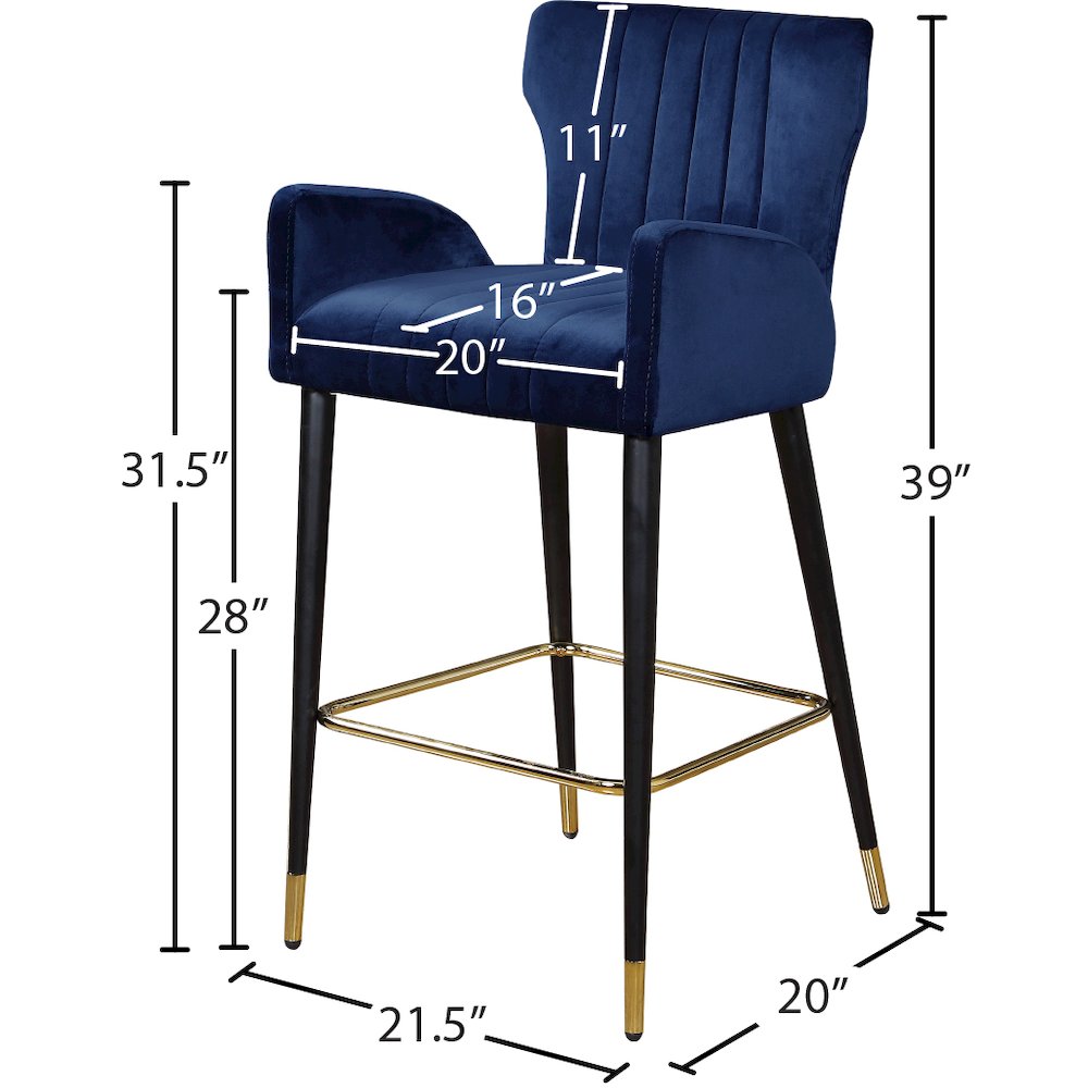 Luxe Navy Velvet Stool, Set of 2. Picture 4
