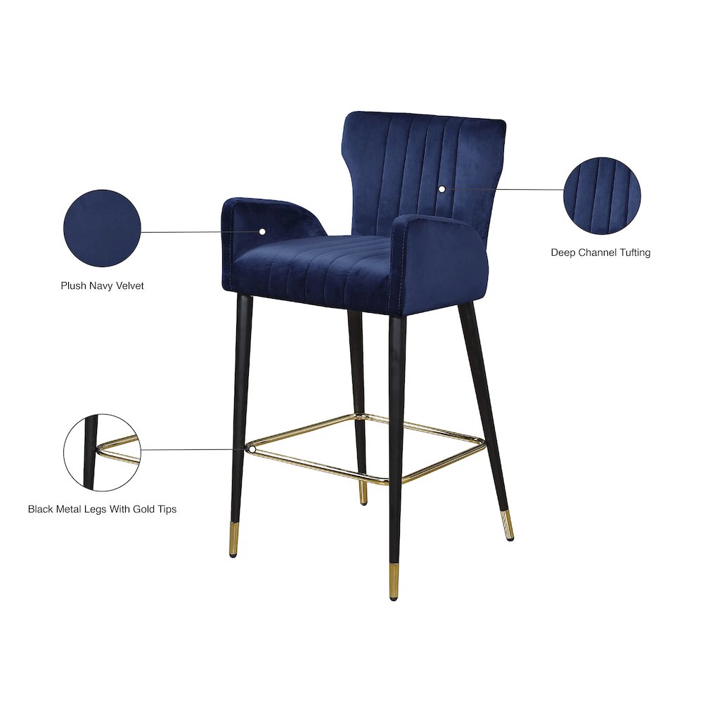 Luxe Navy Velvet Stool, Set of 2. Picture 5