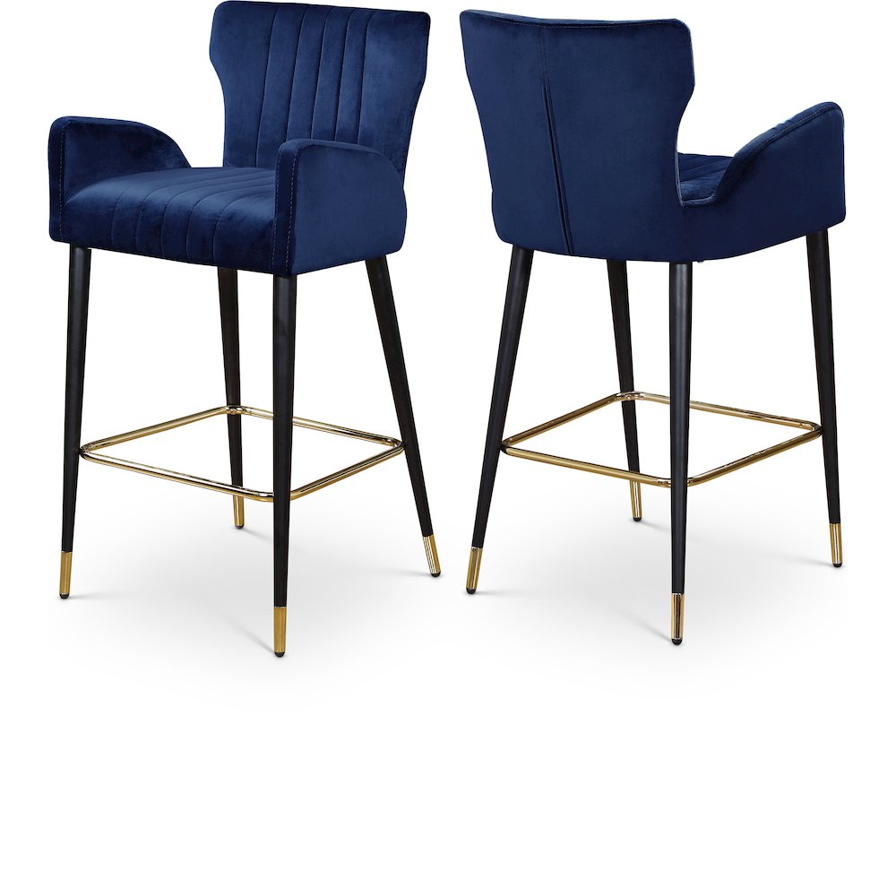 Luxe Navy Velvet Stool, Set of 2. Picture 1